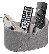 PU Leather Remote Control Holder with 3 Compartments, Modern Design Desk Accessories Workspace Or...