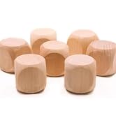 10 Pcs Wooden Dice, 6 Sided Blank Dice Round Corner Cube DIY Graffiti Crafts Toy Board Game Party...