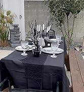 sancua 2 Pack Black Tablecloth 60 x 102 Inch, Rectangle 6 Feet Table Cloth - Stain and Wrinkle Re...