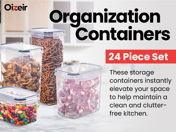 Oizeir kitchen and pantry organization containers 24pk