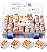 GKEEMARS 141Pcs Lever Wire Connectors, Compact Splicing Conductor Connector for Solid Stranded Fl...