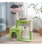 Pawfessor Flower Cat Tree 34 Scratching Post Small Cat Tower for Large Cats, with 15.7”Large Hamm...