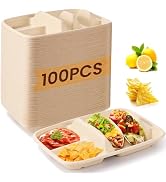 FELISTORY 100 PCS Taco Plates Disposable, Bagasse Pulp 2-Slot Taco holder with Side Compartments,...