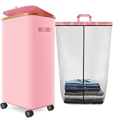 Laundry Hamper with Wheels,29 Gal (110L) Laundry Basket with lid Rolling Clothes Hamper Foldable ...