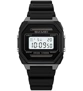 Gosasa Men's Solar Digital Sports Watch 10mm Ultra Thin 5ATM | Solar Assisted Digital Watch for M...