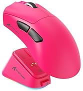 ATTACK SHARK V3 PRO Wireless Ultralight 62g Esports Gaming Mouse-Red | RGB Magnetic Charging Dock...
