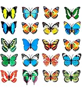 20 PCS Colorful Butterfly Refrigerator Magnets - Butterfly Wall Decor Strong Magnets with Adhesiv...