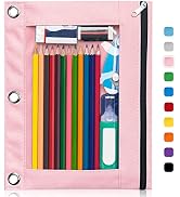 Forvencer Pencil Pouch for 3 Ring Binder with Smooth Zipper, Clear Window Pencil Case for Binder,...