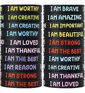 20 Pcs Inspirational Wristbands for Students – Self-Affirmation Phrase Bracelet – Motivational Qu...