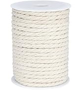 jijAcraft Cotton Cord 6mm x 66 Feet,Natural Cotton Macrame Twine String Rope Cord,3 Ply Unbleache...