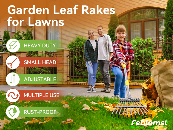 rake leaf rakes lawns heavy duty leaves yard garden tools gardening metal steel long handle