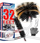 PetOde 32 Feet Dryer Vent Cleaner Kit, Enhanced Flexible Quick Snap Brush with Drill Attachment f...