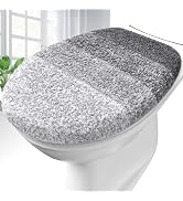 OLANLY Soft Microfiber Bathroom Toilet Lid Cover, Machine Washable Seat Covers, 17.5x15, Stays in...