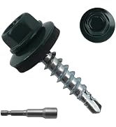 JEGONFRI 300pcs #10 x 1 Green Hex Head Self-Drilling Metal Roofing Screws, EPDM Washer, Colored H...