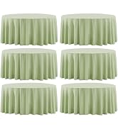 Aocoz Round Tablecloth 120 Inch 6 Pack Sage Green Tablecloths Washable Decorative Linen Polyester...