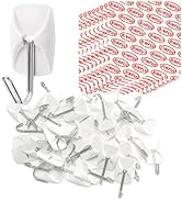Sinfuo Wire Hooks for Wall Small 32 Hooks + 36 Stirps, Damage Free Utility Hooks, Damage Free Adh...