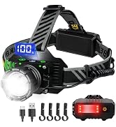 DARKBEAM Headlamp LED Rechargeable High Lumen, Headlight Head Lamp with Motion Sensor, Digital Di...