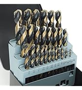Axelord 29Pcs Cobalt Drill Bit Set, 135 Degree Tip High Speed Steel with Black and Gold Finish, S...