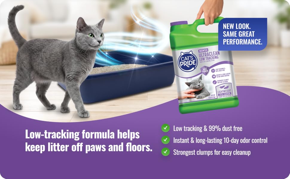 Low-tracking formula helps keep litter off paws and floors.