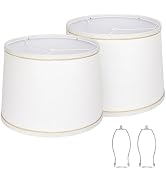 Lampshades Set of 2 for Table Lamps, Floor Lamps, Fabric White Lampshades 11.6" Top x 12.6" Botto...