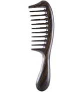 Louise Maelys Wide Tooth Hair Comb Black Sandalwood Detangler Comb for Curly Hair
