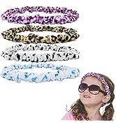 FROG SAC 4 Cheetah Spa Headbands for Girls, Stretch Ruched Scrunchie Head Bands for Teens, Kids T...