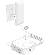 Outlet Cover Extension Cord Flat 6ft, NUTICT Flat Plug Power Strip with 8 Outlets & 3 USB-C & 1 U...