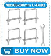 Yinpecly 4 Pack M8 Square U-Bolts, 65mm (2.56