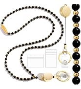 Toykee Breakaway Beaded Lanyards for ID Badges Holder - Black Gold Women Teacher Retractable Lany...