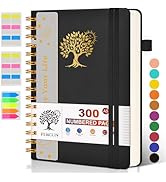 300 Numbered Pages A5 Spiral Notebook with Thick Lined Paper, Professional Leather Journal for Wr...