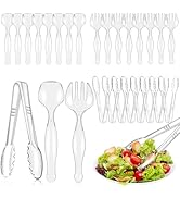 Mwellewm 24Pcs Plastic Serving Utensils Disposable Serving Spoons for Buffet Clear Forks Serving ...