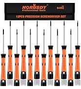 HORUSDY Precision Screwdriver Set | 12-Piece | Phillips | Slotted | Torx Star | Non-Slip Grip | M...