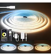 24V CCT COB LED Strip Light for Bedroom Tunable White 3000-6500K 32.8ft/10M Bluetooth App Control...