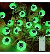 ODEETRONIC Eyeball Halloween String Lights, 7.2 ft 20 LED 3D Vivid Green String Lights, Battery O...