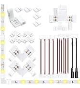 LightingWill 2 Pin LED Strip Light Connector Kit, 8mm Solderless Adapter Connectors, LED Strip Ac...