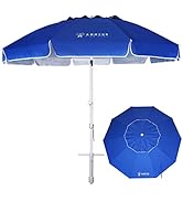 AMMSUN 8FT Large Beach Umbrella with sand anchor, Heavy Duty High Wind Portable Outdoor Umbrella ...