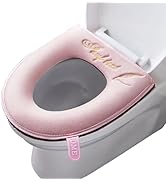 timecity Warmer Toilet Seat Pads with Zipper Pink Toilet Seat Cover with Lifter Handle Set Washab...