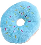 Junfamilee 1Pc Blue Donut Shape Pet Toy,Lovely Donut Shaped Squeaky Squeaking Sound Toy for Pet C...