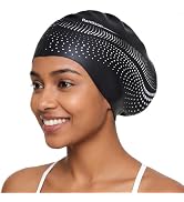 Rantizon Unisex Swim Cap for Long Hair, Large Soft Silicone Womens Swim Caps for Braids, Dreadloc...