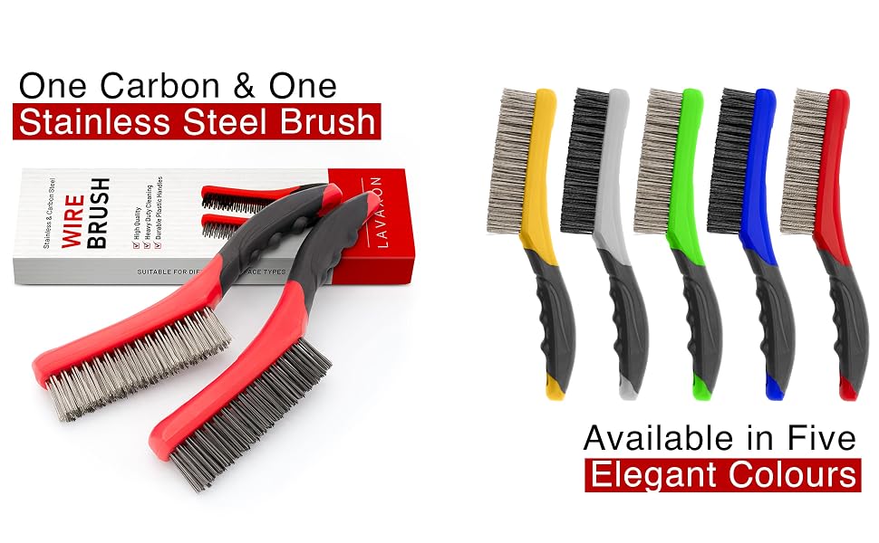 We offer heavty duty wire brushes in different colors including red, yellow, green, and blue.