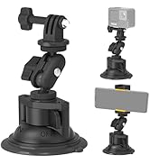 MINIFOCUS Suction Cup Camera Mount with Phone Holder, Car Camera Mount with Ball Head Magic Arm f...