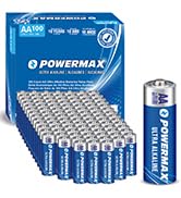 Powermax 100-Count AA Batteries, Ultra Long Lasting Alkaline Battery, 10-Year Shelf Life, Reclosa...