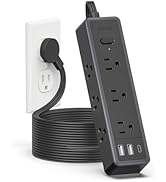 Flat Extension Cord 25 ft, NTONPOWER Surge Protector Power Strip with 9 widely outlets 3 USB (1 U...