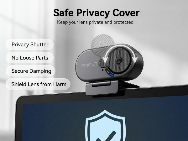 C100 PC Camera with a privacy lens shutter provides physical protection