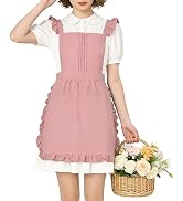 ARBINSON Vintage Ruffle Apron for Women with Pocket, Frilly Kitchen Cooking Waitress Maid Costume...