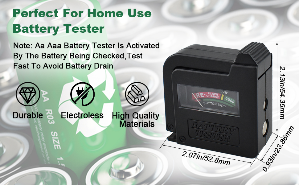 Battery Checker Small Battery Testers for AAA AA C D 9V 1.5V Button Cell Household Batteries Model