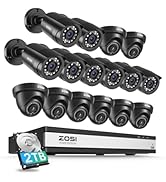 ZOSI 3K Lite 16CH Security Camera System with AI Human Vehicle Detection, Night Vision, 16 x 1080...
