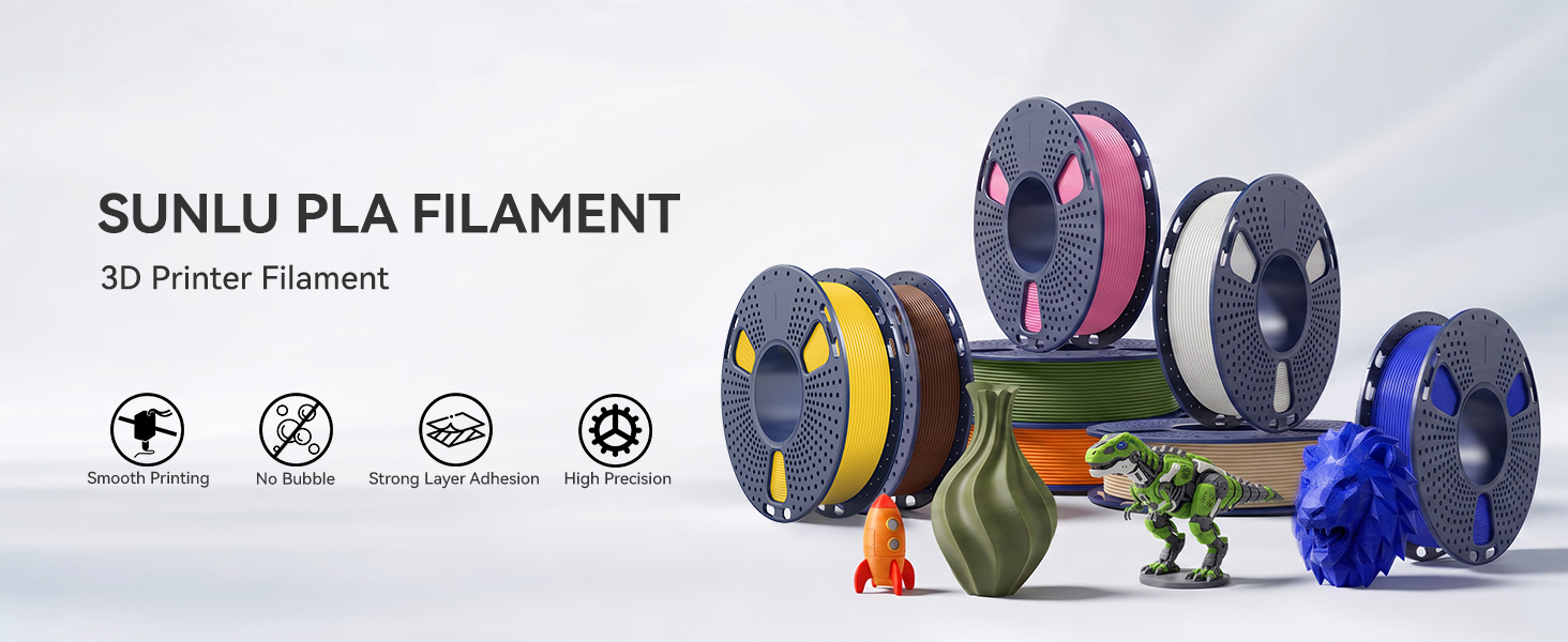SUNLU 250g PLA Filament 1.75mm,3D Printer Filament Bundle Multicolor, Neatly Wound PLA Filament