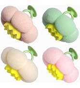 4 Pcs Bath Sponge, 2026 Upgrade Super Soft Yellow Flower-Shaped Suction Cup Bath Sponge, Upgraded...