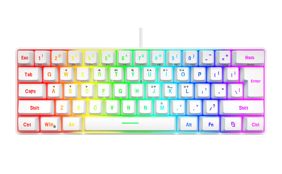 white gaming keyboard 60%